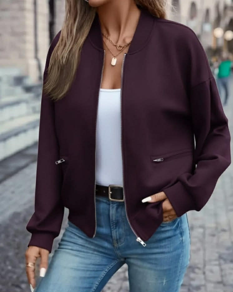 Simple Cotton Jacket With Zipper