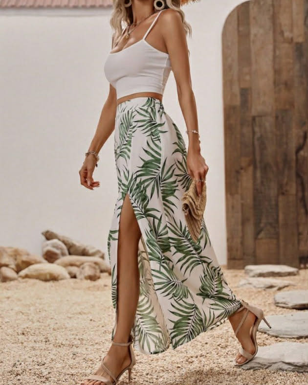 Skirt Set With leaves