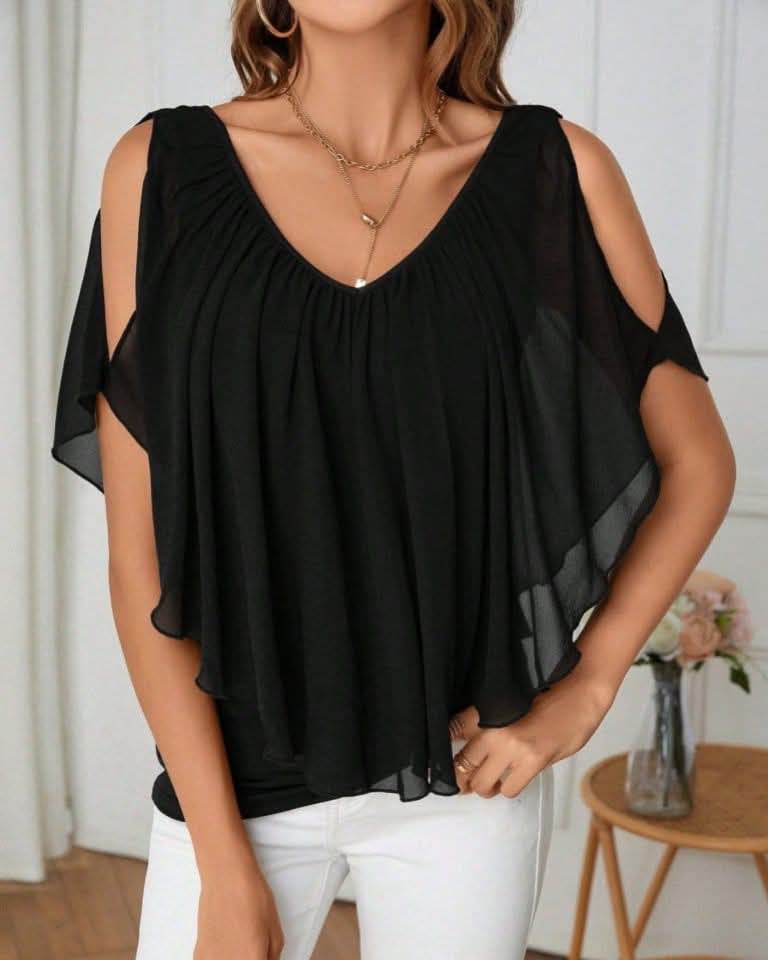 Tulle V-neck Top