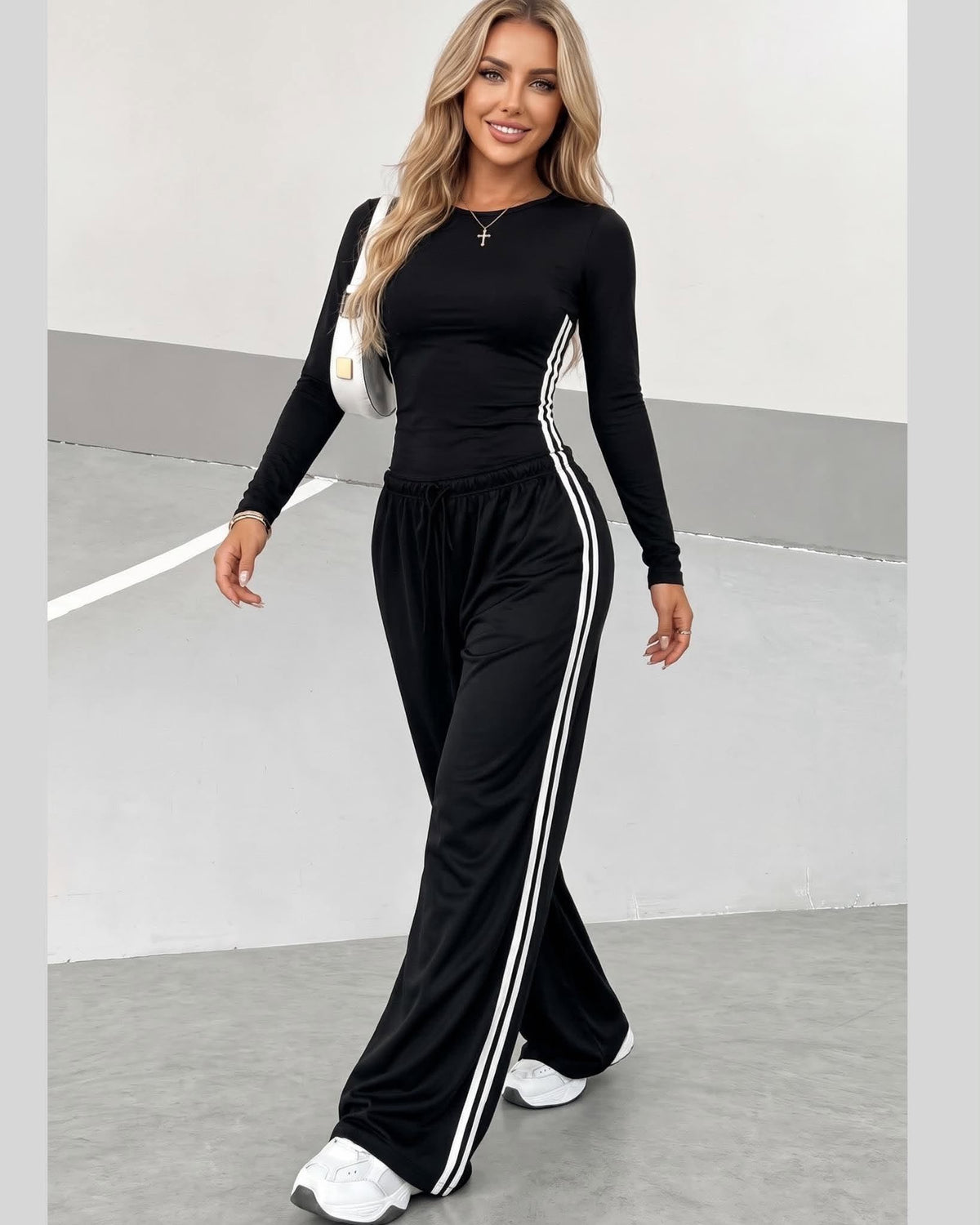 Sporty Tracksuit Set Side Stripes