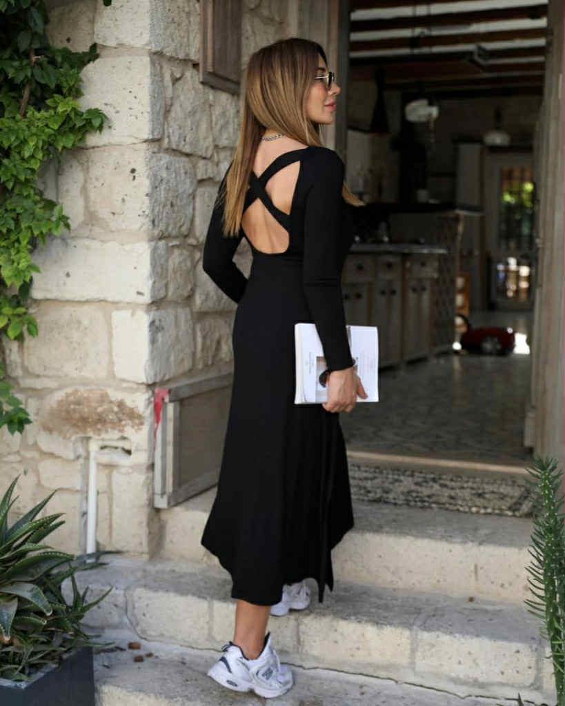 Open Back Cotton Long Wide Dress