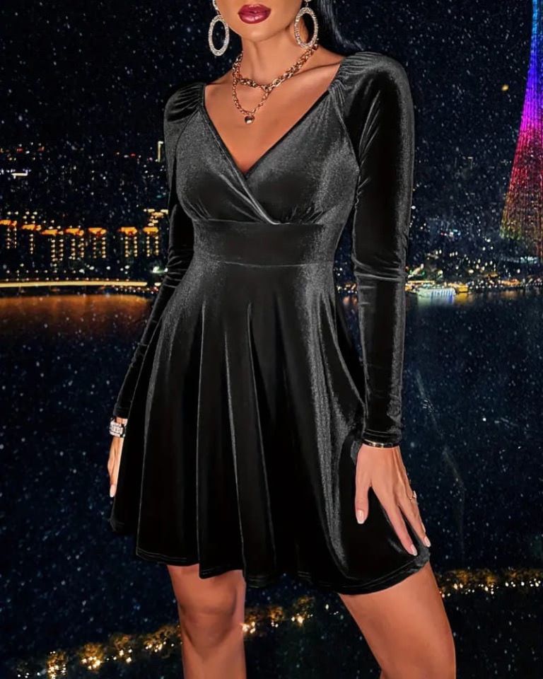 Velvet Wide Short Dress