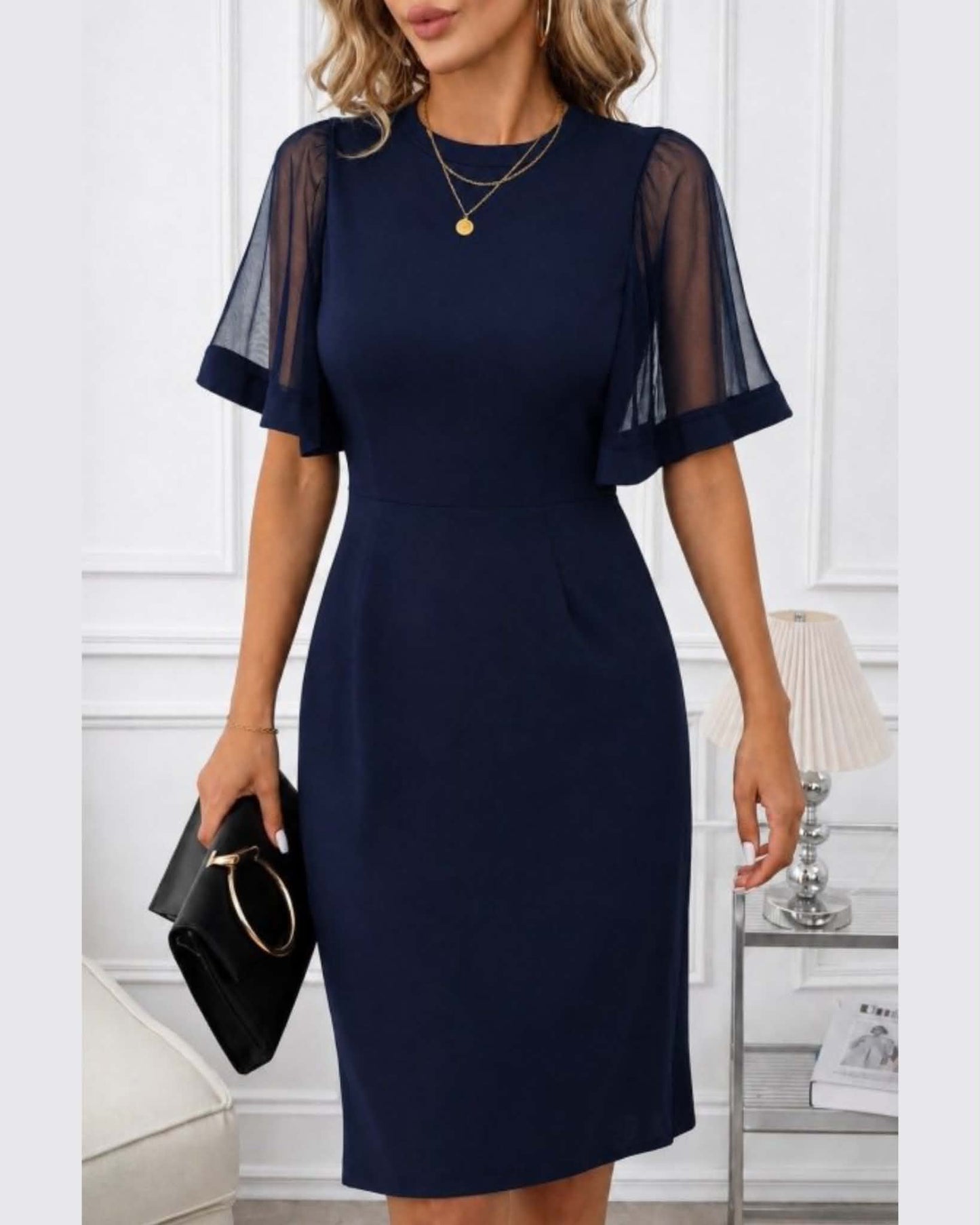 Short Sleeve Dress With Tulle
