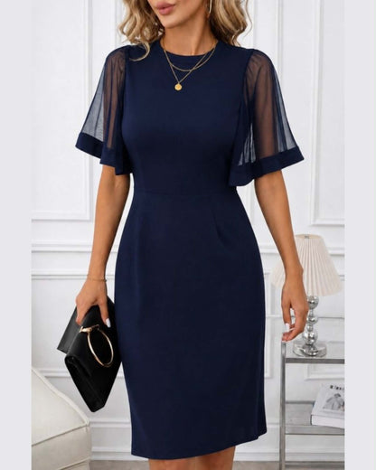 Short Sleeve Dress With Tulle