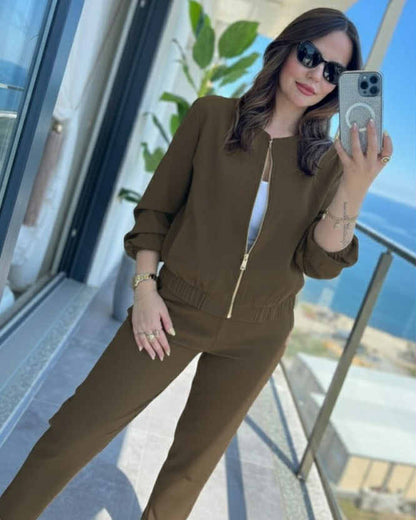 Cotton Two Pieces Set With Golden zipper