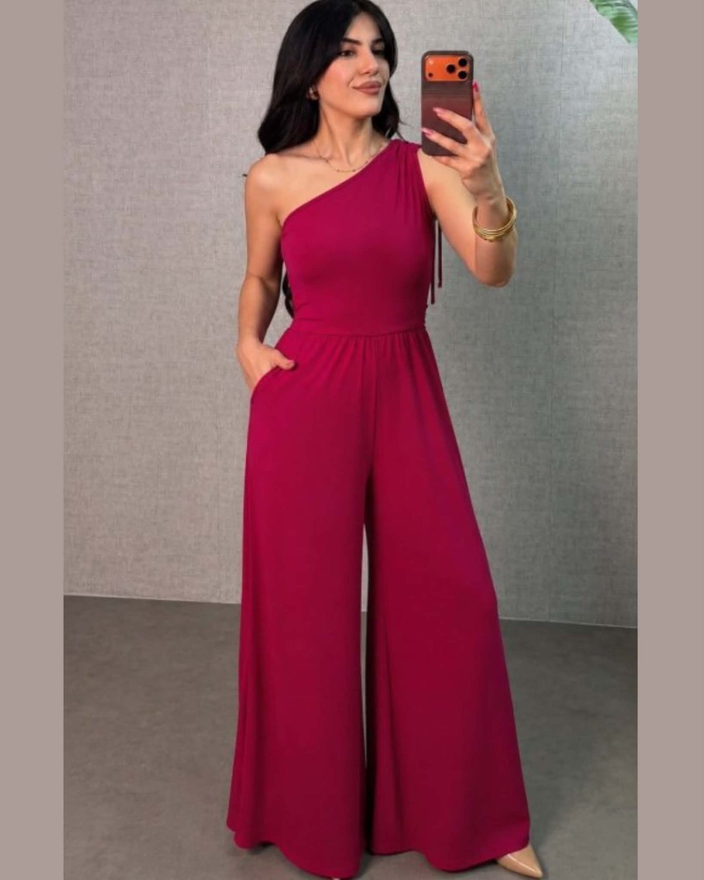 One-Shoulder Wide-Leg Jumpsuit