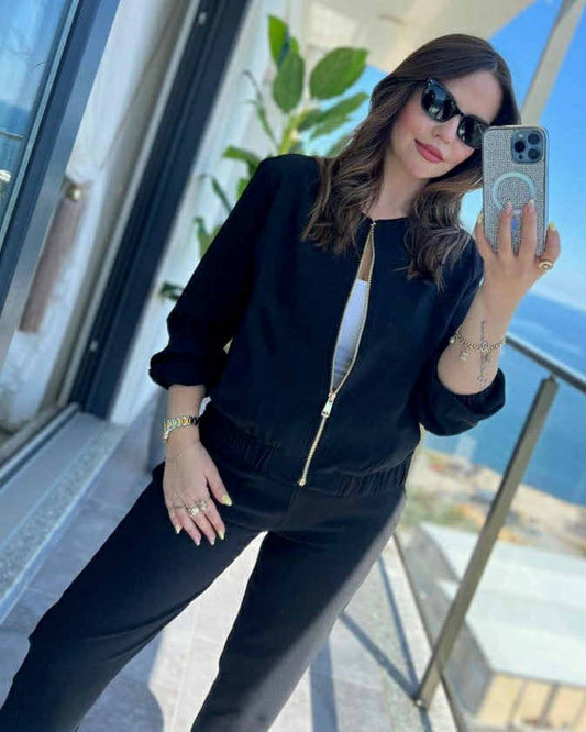 Cotton Two Pieces Set With Golden zipper