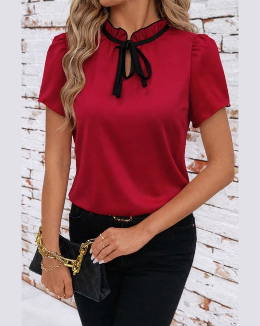 Short Sleeve Top With Tie