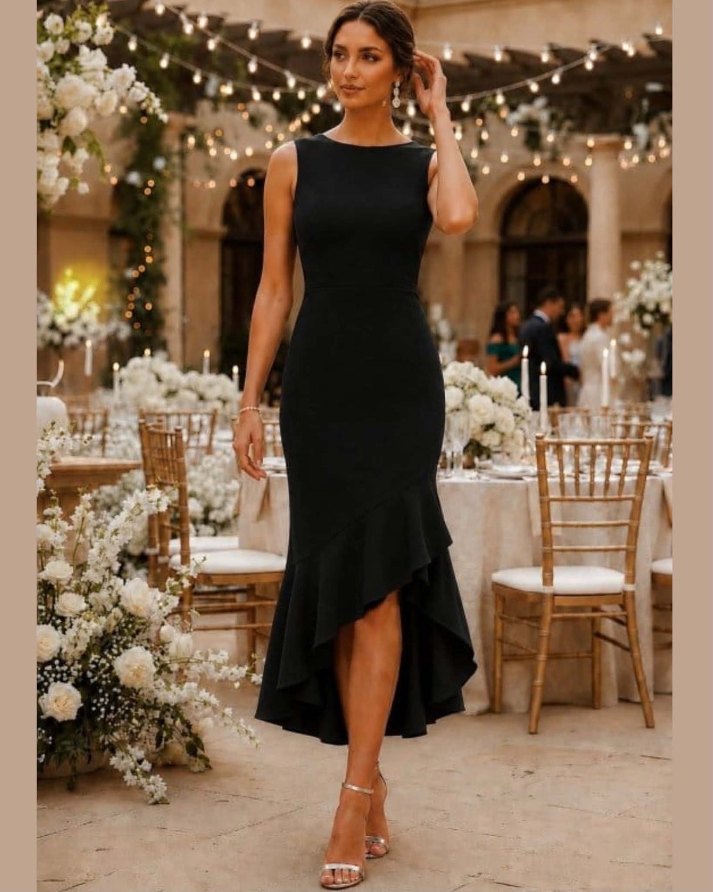 Sleeveless High-Low Mermaid Cocktail Dress