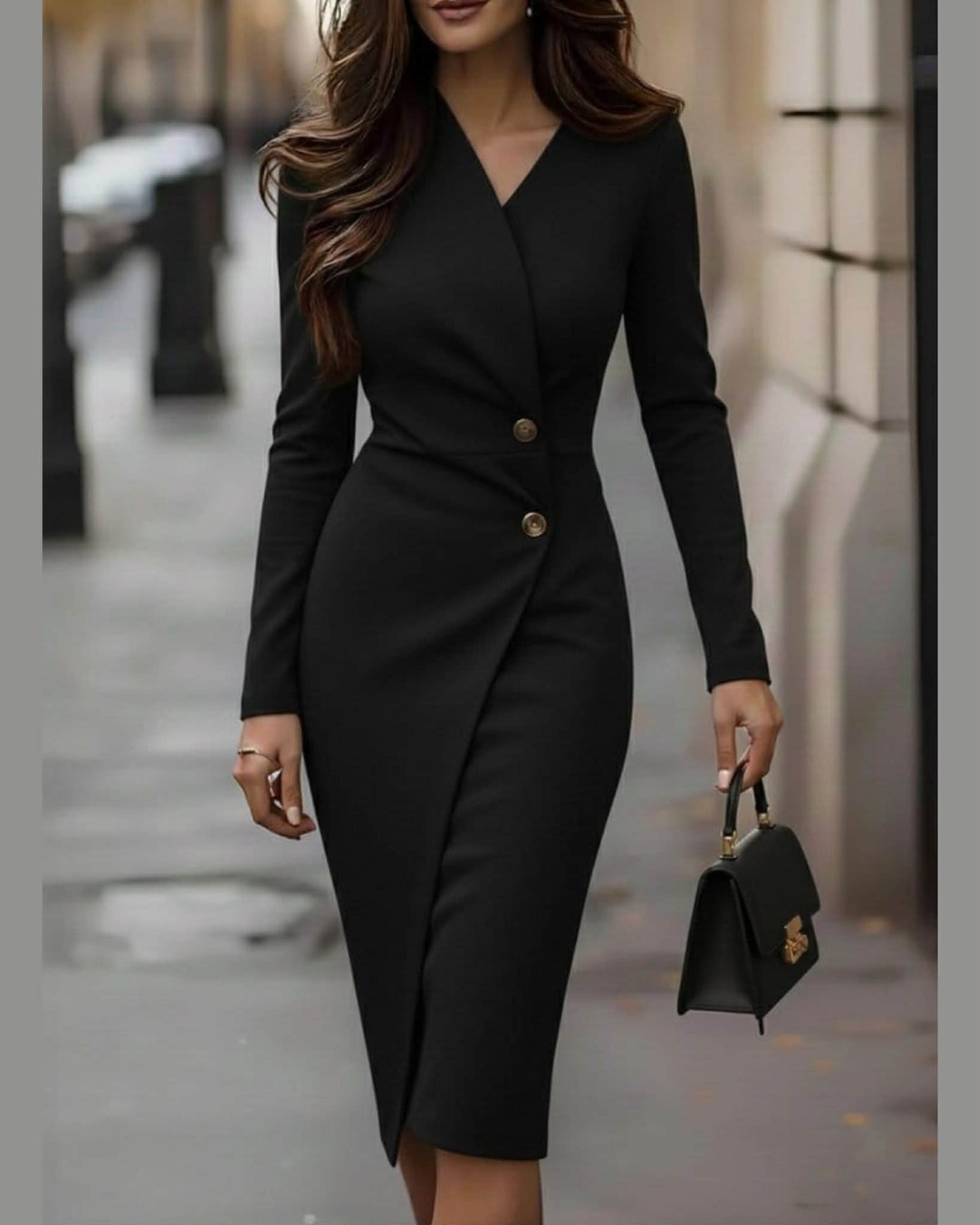 Classic Elegant Dress With Buttons