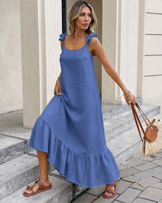 Girly Sleeveless Long Wide Dress