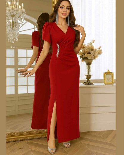 Long Short Sleeve Dress With Strass