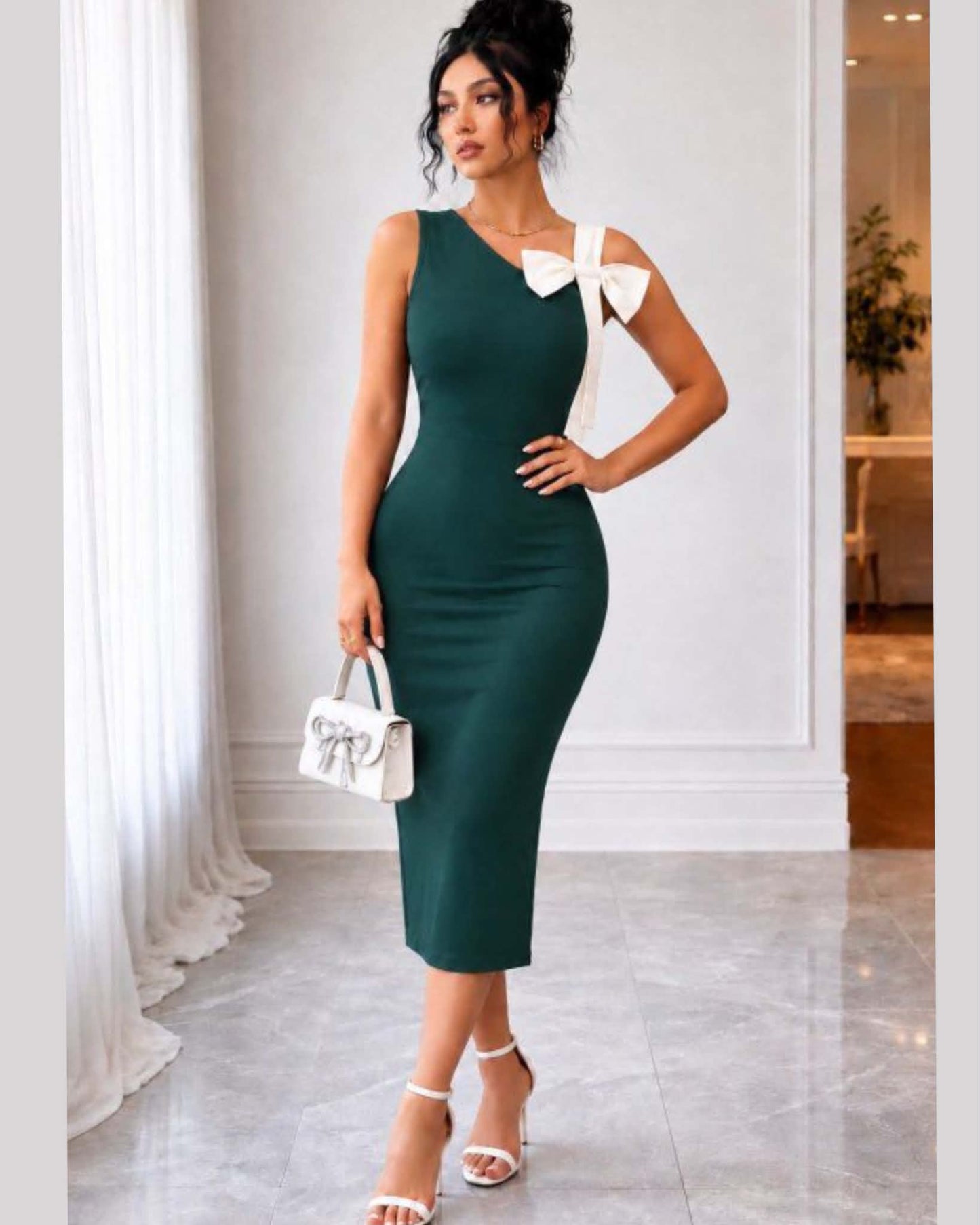 Elegant Long Skinny Dress With Bow