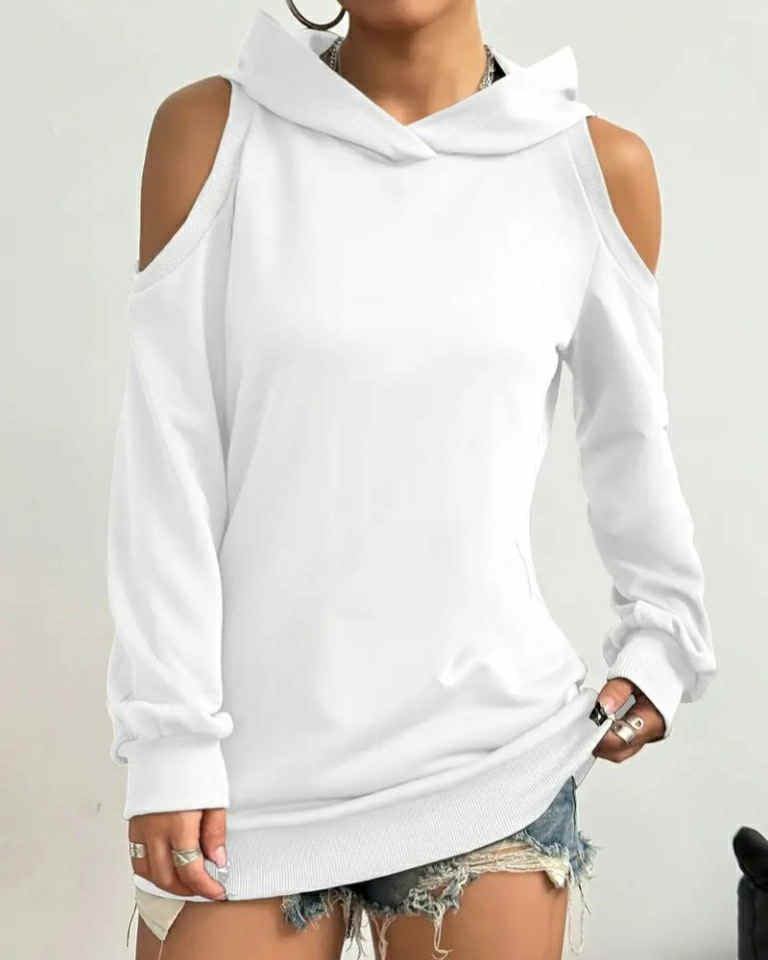 Hooded Long Sleeve Cotton Sweater