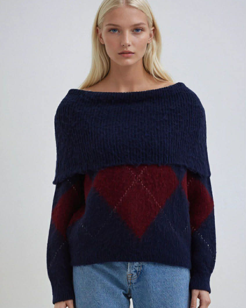 Geometric Wool Warm Blouse