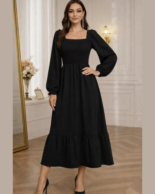 Wide Long Dress Long Sleeve