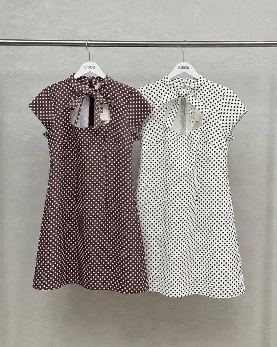 Polka-Dot Short Sleeve Short Dress