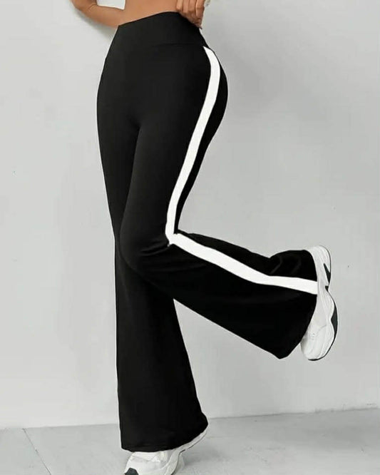 Wide Leg Casual Pants With White Line