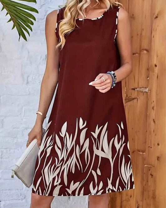 Two Colors Sleeveless Short Dress
