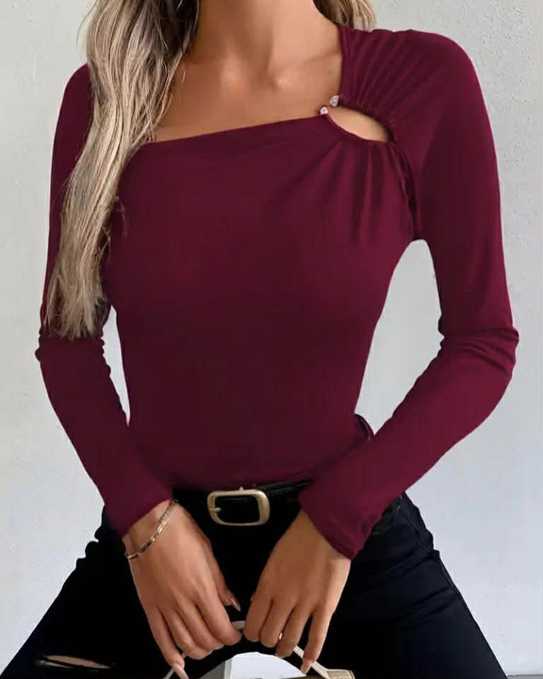 Cotton Long Sleeve Top With Ring