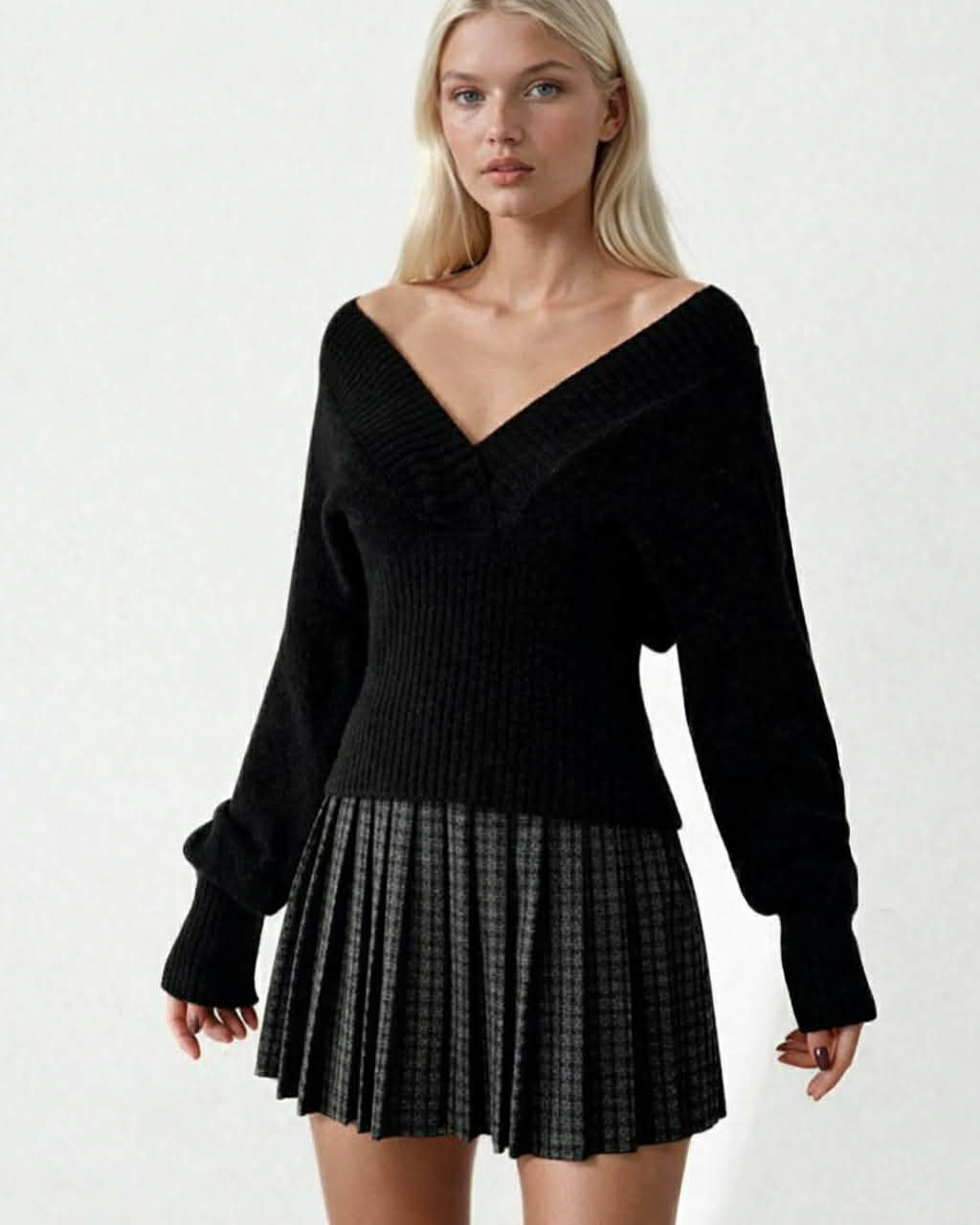 V-Neck Beautiful Wool Blouse