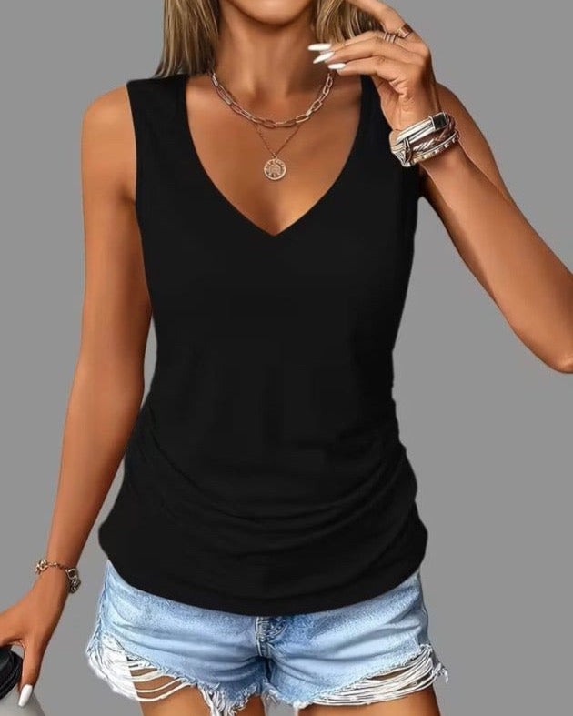 V-Neck Ruched Tank Top