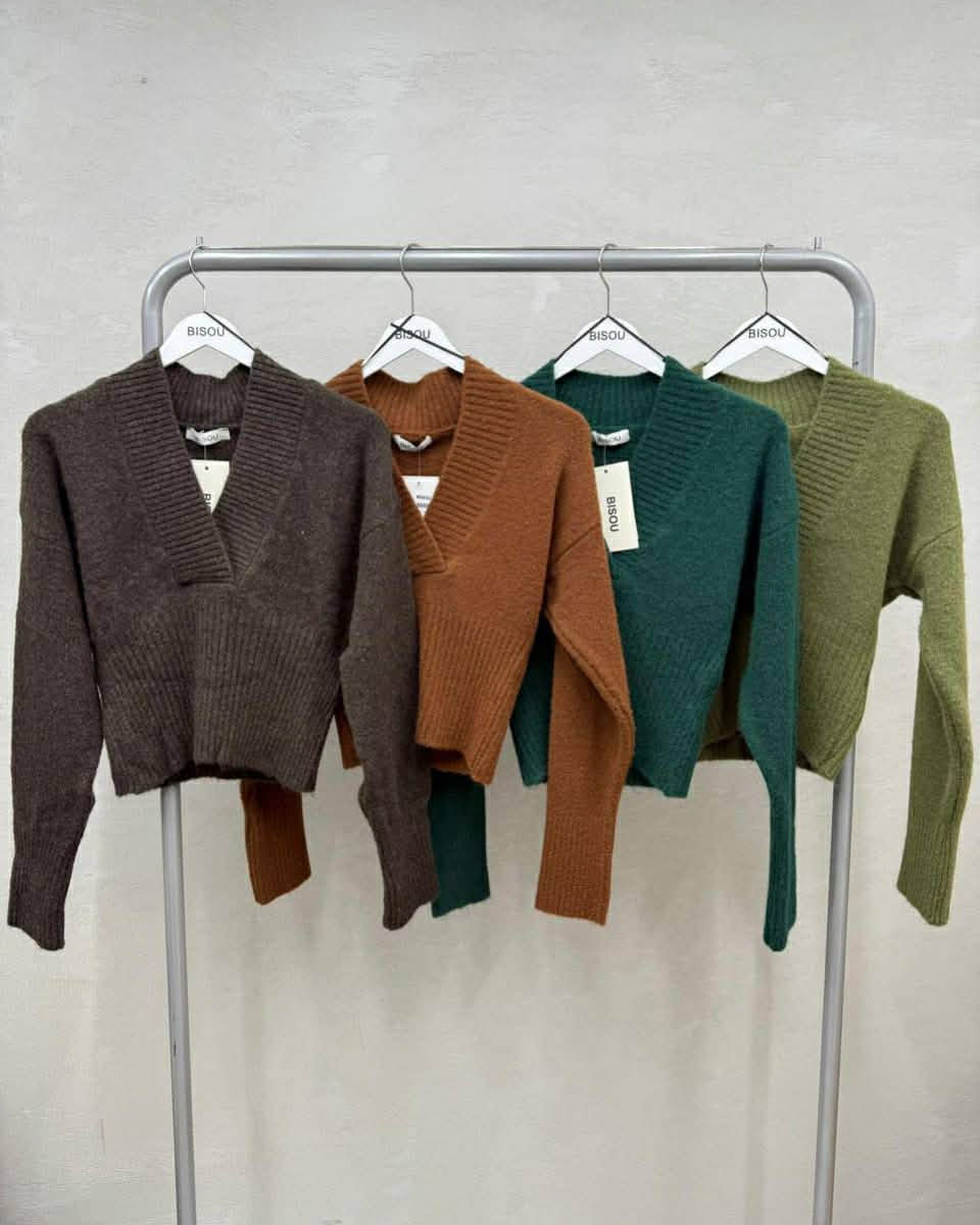 V-Neck Beautiful Wool Blouse