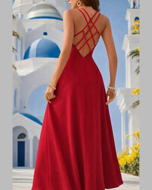 Open Back Long Wide Dress