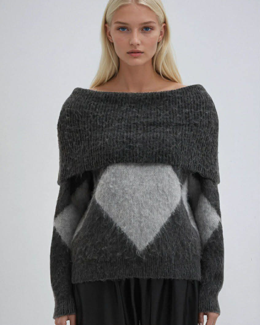 Geometric Wool Warm Blouse