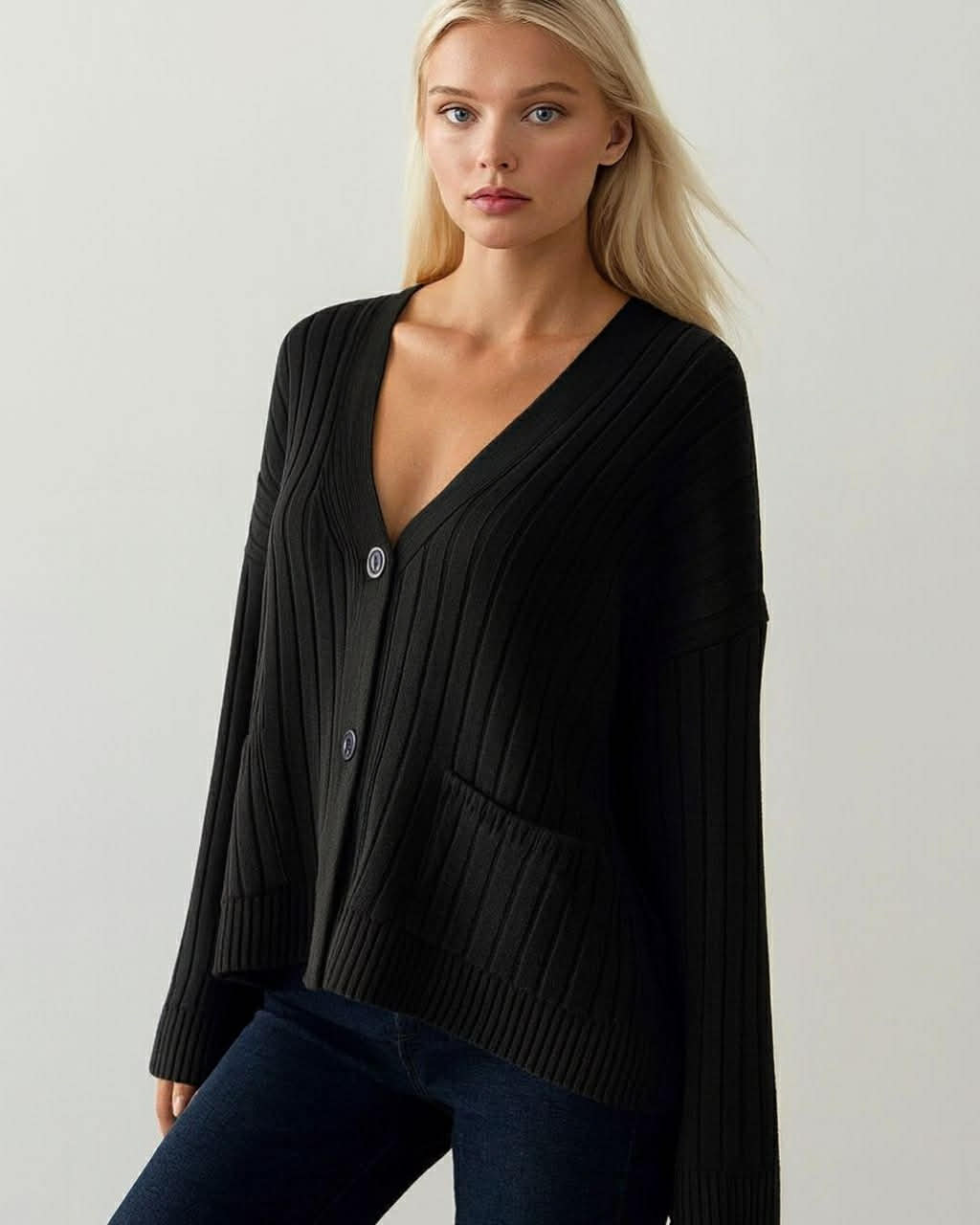 Wool Stripped Elegant Cardigan