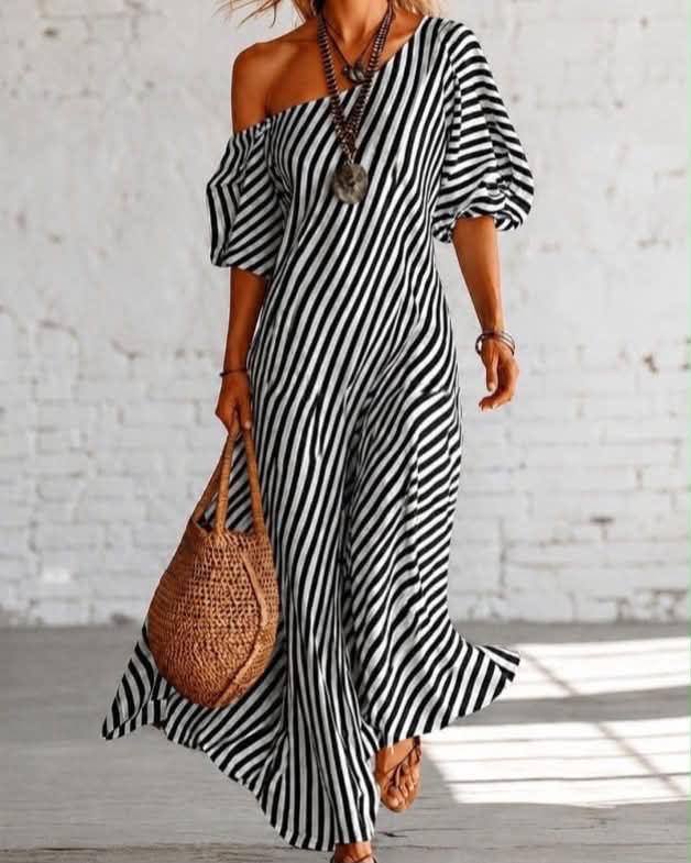 Graphic Maxi Asymmetrical Dress