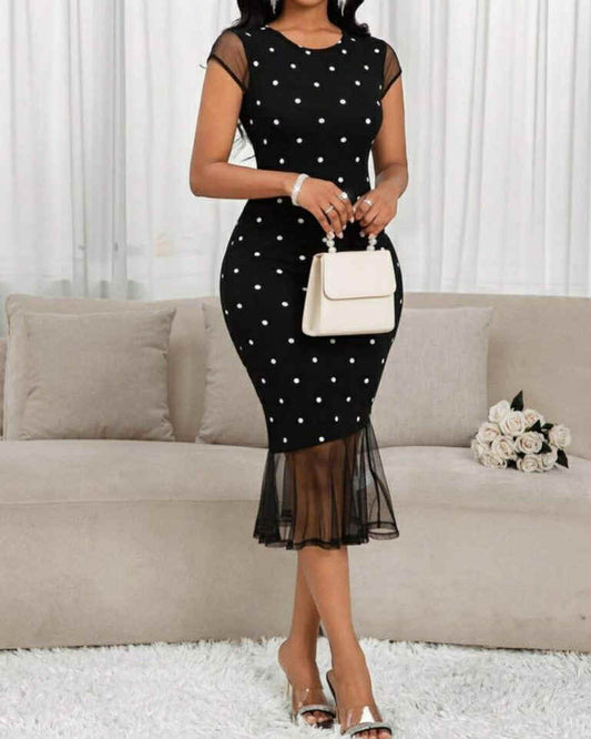Polka-Dot Two Colors Dress With Tulle