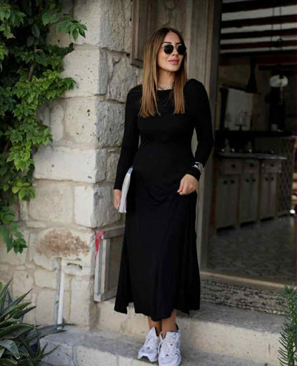 Open Back Cotton Long Wide Dress