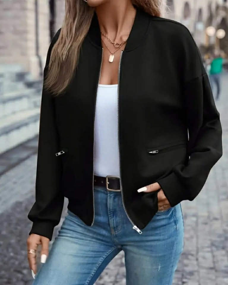 Simple Cotton Jacket With Zipper