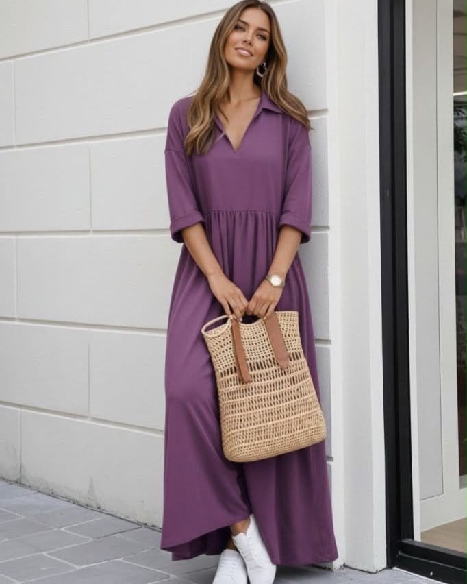 Long Wide Dress With Slit