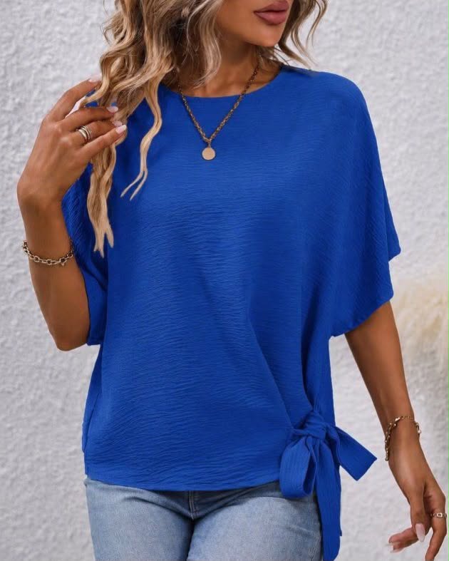 Wide Short Sleeve Wide Top With A Tie