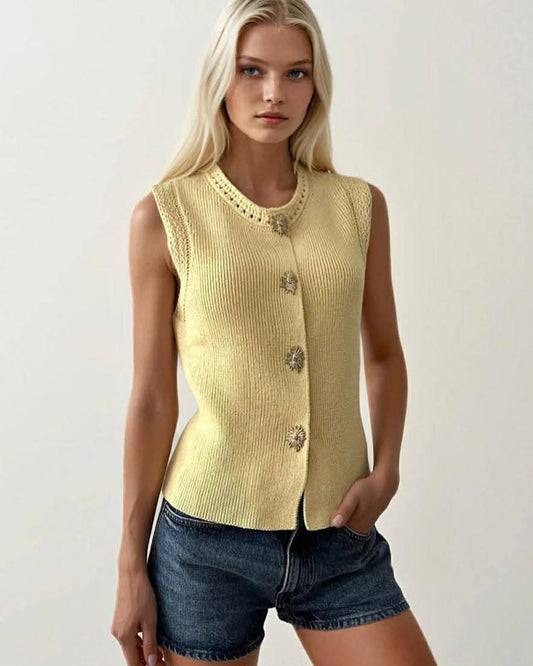 Wool Elegant Vest With Golden Buttons