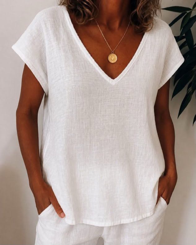 V-Neck Short Sleeve Top