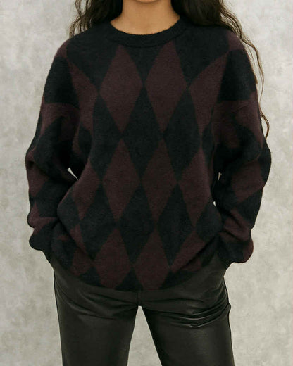 Geometric Wool Two Colors Blouse