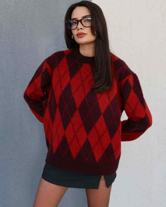 Geometric Wool Wide Blouse