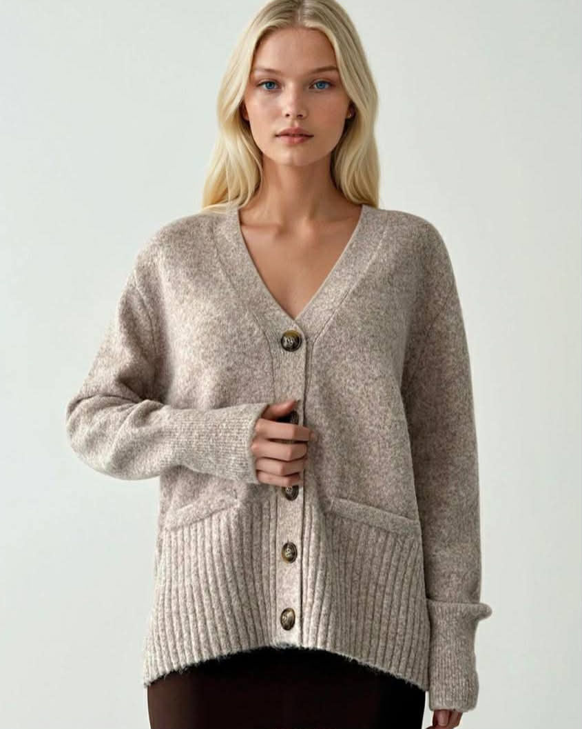 Wool Wide Cardigan With Buttons