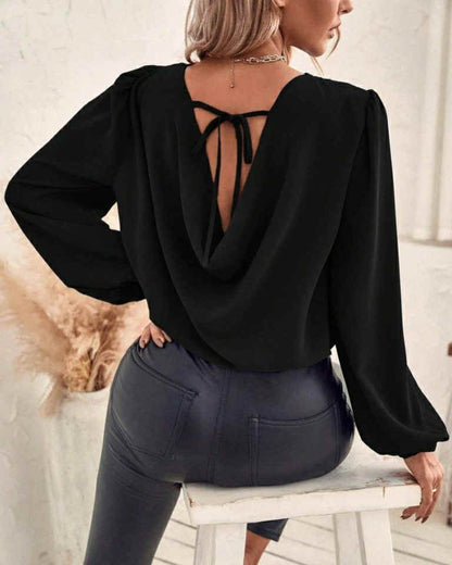 Long Sleeve Top With Tie One The Back