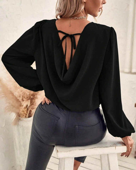 Long Sleeve Top With Tie One The Back