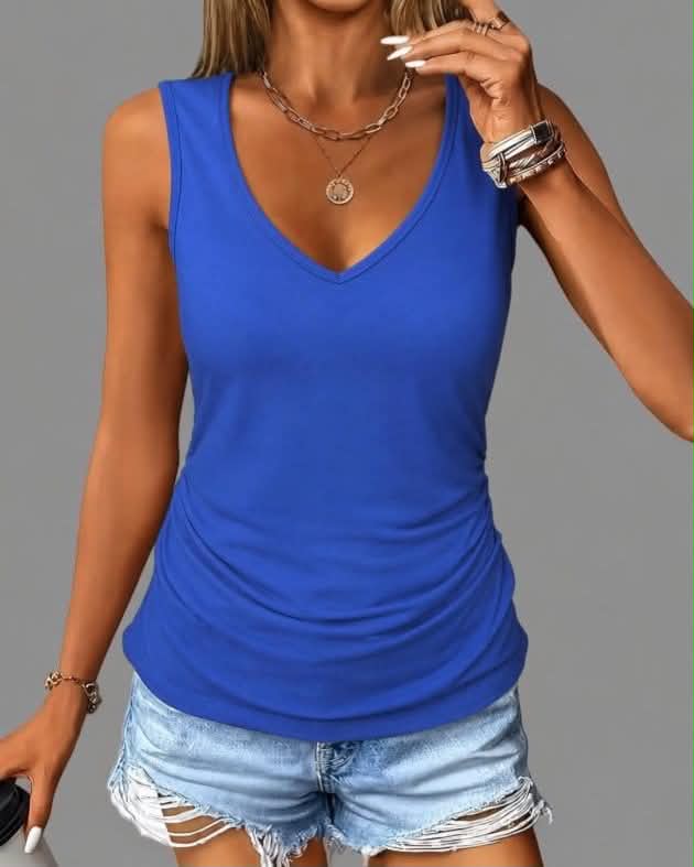 V-Neck Ruched Tank Top