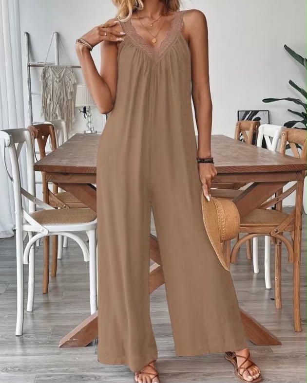 Wide Cotton Overall Sleeveless With Laces