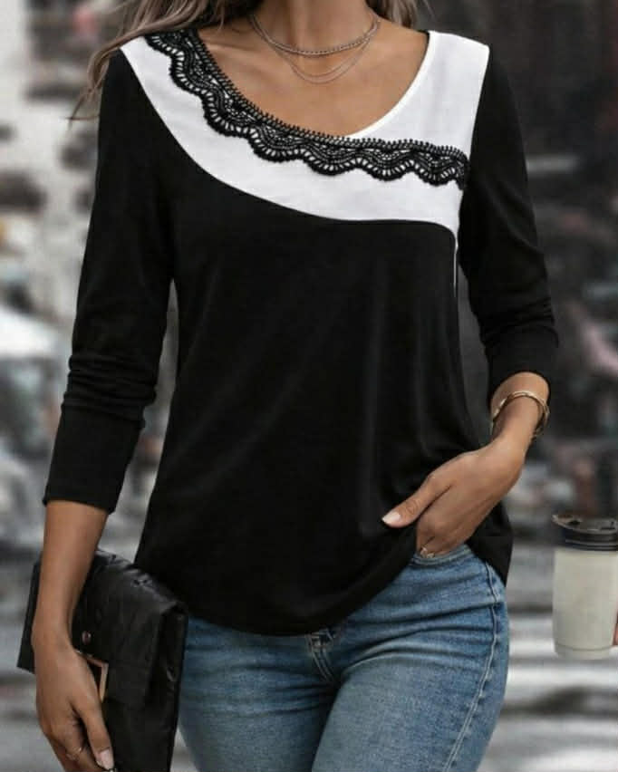 Cotton Two Colors Top With Laces