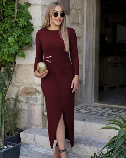 Long Elegant Dress With Buckle