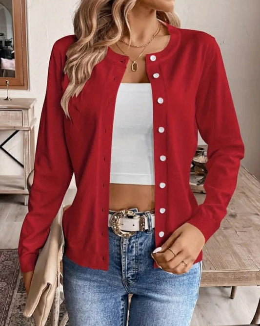 Soft Wool Simple Cardigan With Buttons