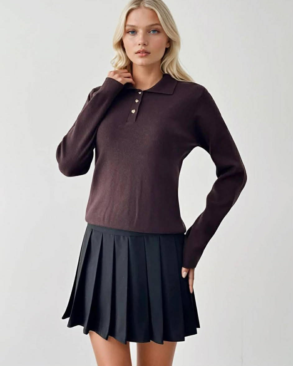 Wool Blouse With Collar And Golden Buttons
