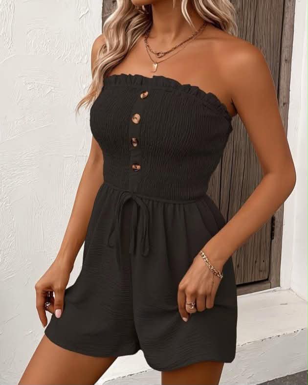 Strapless Jumpsuit With Buttons